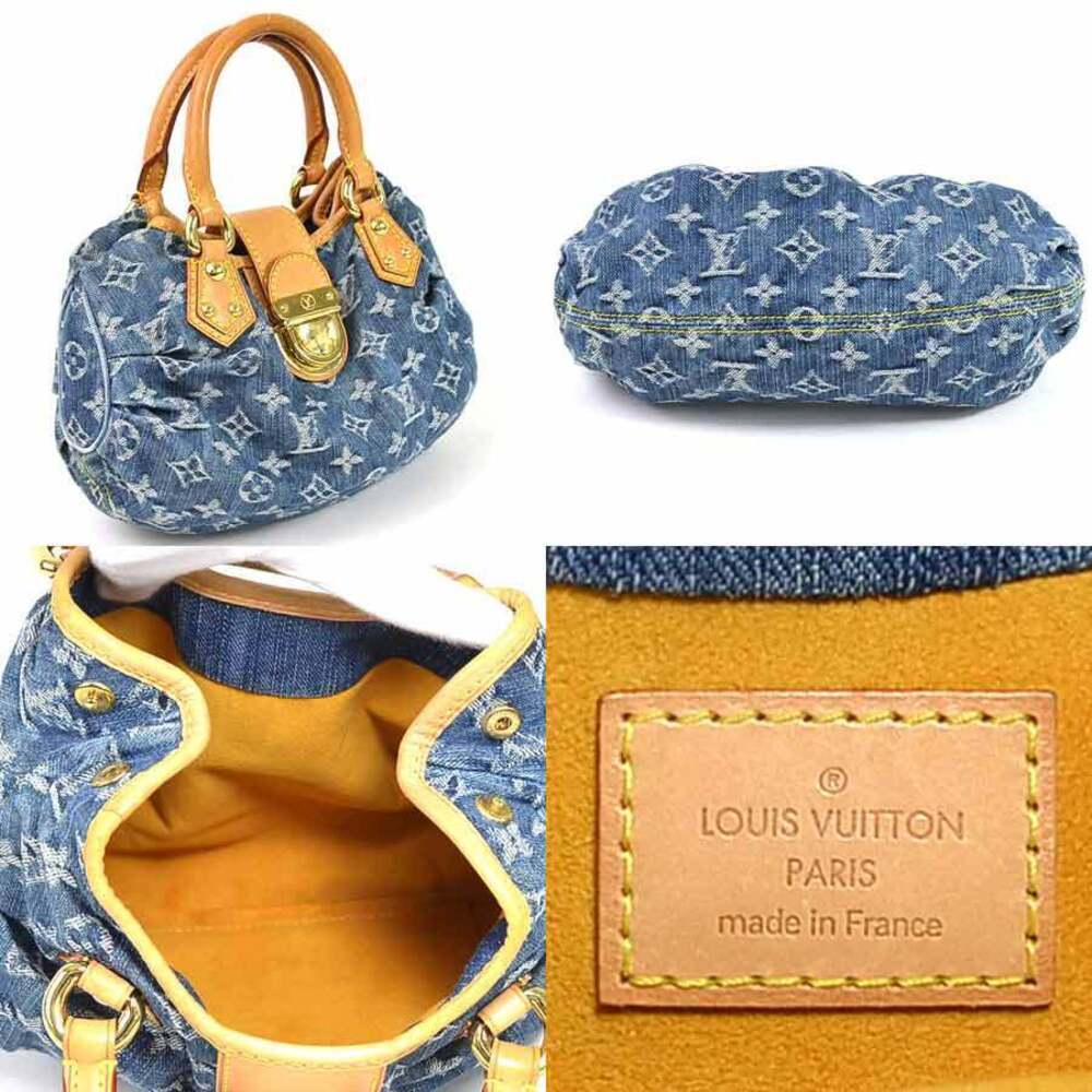 Louis Vuitton Pleaty Blue Monogram Canvas Handbag Denim